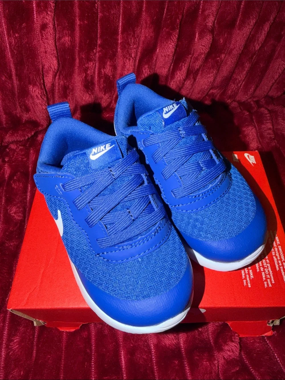 Nike Kids Royal Blue Athletic Sneakers with White Swoosh